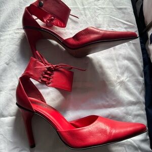 Andiamo Chic Red Leather Heels new